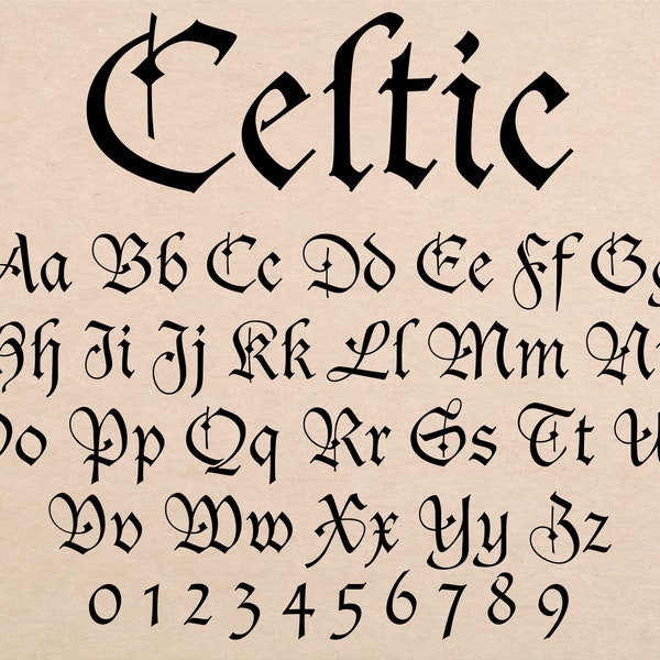 Carattere celtico Carattere irlandese Carattere gaelico Lettere celtiche Svg Alfabeto celtico Svg Stili di carattere celtico Lettere gaeliche Svg Lettere irlandesi Carattere Cricut