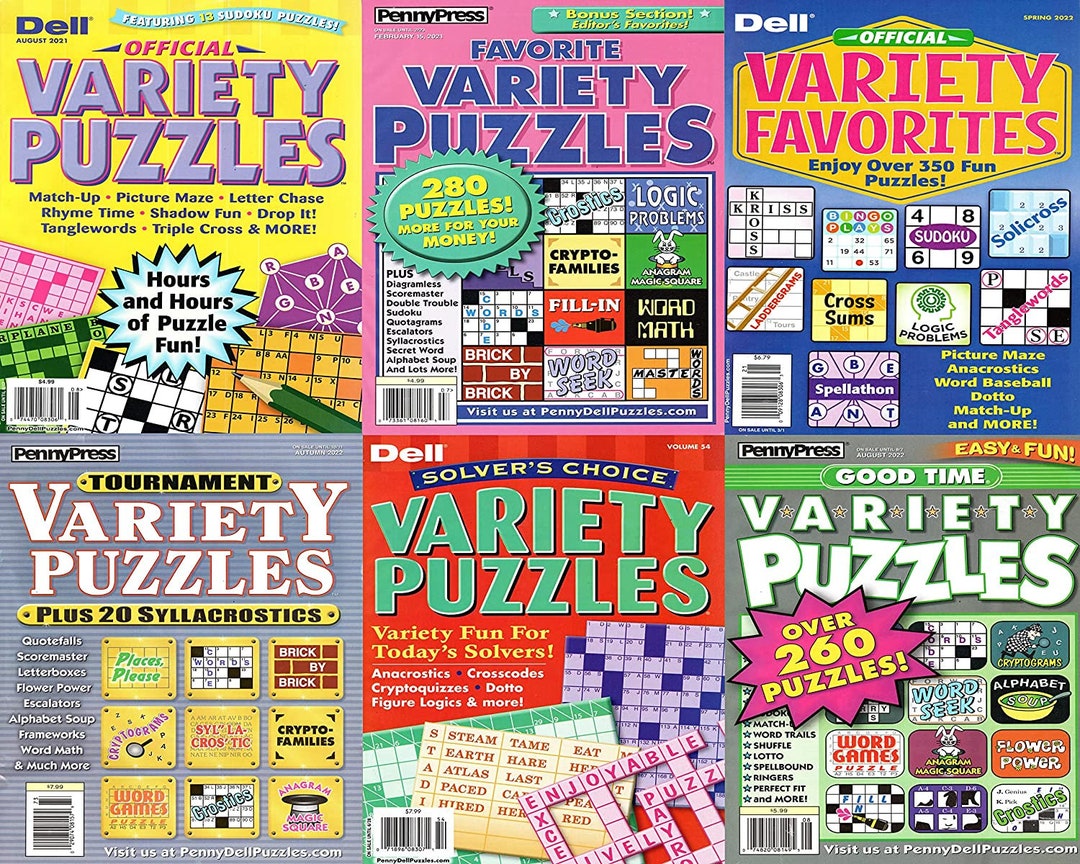 Lot of 4 Variety Puzzle Books Including Penny Press and Dell Pulled at Random Etsy