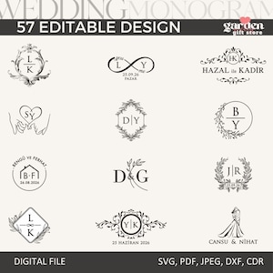 57 Unique Design | Cutting Board & Kitchen Towel Designs | Floral Frame | Last Name SVGs | Perfect for Invitations