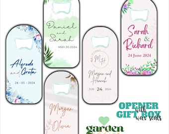 Magnetische flesopener bruiloft: Cherish Memories - Gepersonaliseerde gastbedankje - Aangepaste trouwmagneet