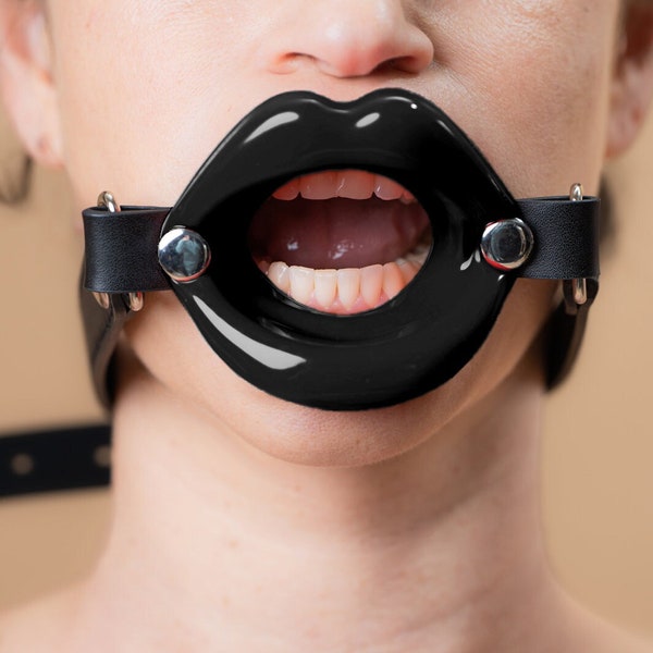 BDSM Schwarz Knebel Silikon Mund Lederband Verstellbare Mundknebel Mund Lippen Sexspielzeug Erwachsenes Geschlechtsspielzeug.