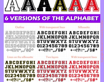 Varsity Font Alphabet SVG, College Font SVG, Jersey Letters SVG, Sports Font Svg, University Letters, Varsity Numbers Svg, Athletic Font Svg