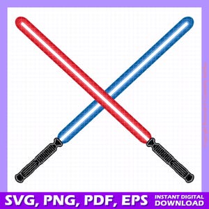 Crossed Lightsabers SVG: Red and Blue Cut File (digital Download