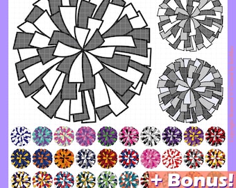 Customizable Pom Pom SVG, Layered Cheerleading Clipart, DIY Multi-Color Pom Poms for Any Team, Cricut Cut File, Multi-Layer Pom Pom