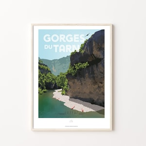 Affiche des Gorges du Tarn, Souvenir de Lozère, Poster de France style vintage