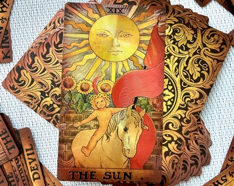 GOLD FOIL TAROT Deck, Tarot Deck 78 Cards, Vintage Tarot Deck, Bestselling Tarot, Free Bag, Free Guidebook