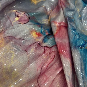 Sequin Fabric By The Yard, Tie dye Pattern Fabric For Dress