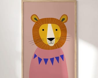 Lion Nursery Art Print: Scandinavian Kids Room Decor (Digital Download 24x36in, A1, 40x50cm