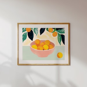 Orange Still Life Print: Botanical Kitchen Wall Art (Digital Download)