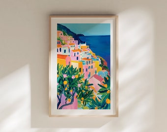 Porto Art Print: Portugal Coastal Village, Lemons (Digital Download)