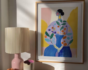 Abstract Woman Art Print: Colorful Mid-Century Modern Decor (Digital Download)
