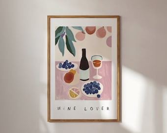 Retro Wine Club Poster: Mid-Century Kitchen Art (Digital Download)