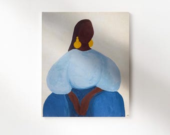 Minimalist Woman Portrait Painting: Handmade Abstract Acrylic Wall Art (16x20)