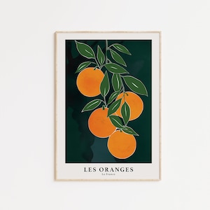 Oranges Print, Digital Art Download, Orange Fruit Market Botanical Wall Art, Orange Kitchen Art Print, Orange Printable Art, Illustration