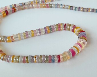 Cuentas de neumático facetadas de zafiro multicolor: Joyería artesanal con piedras preciosas, 40 cm (16 pulgadas)