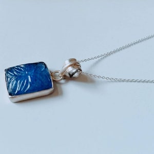 Natural Tanzanite  Carving Pendant, Handmade Pendant, 925 Sterling Silver  Pendant, Designer Pendant, Boho  Pendant, Gift For Her