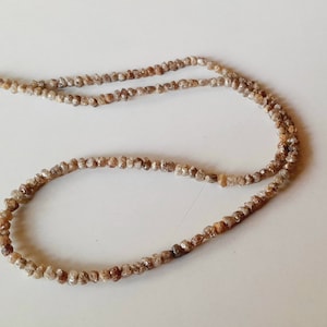Pietra di diamante naturale grezza, creazione di gioielli con diamanti, perline di diamante marrone, pietra di diamante non tagliata, perline di diamante grezzo da 15 pollici, regalo per lei
