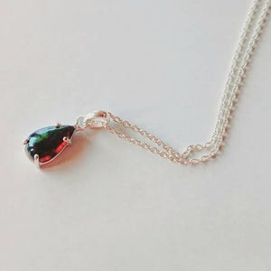 Black Opal Necklace, Fire Opal Pendant, October Birthstone Pendant, Genuine Opal Pendant, 925 Sterling Silver Pendant, Gift For Her