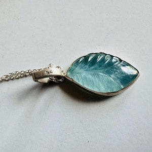 Natural Aquamarine Carving Pendant, Handmade Pendant, 925 Sterling Silver  Pendant, Designer Pendant, Boho Pendant, Gift For Her
