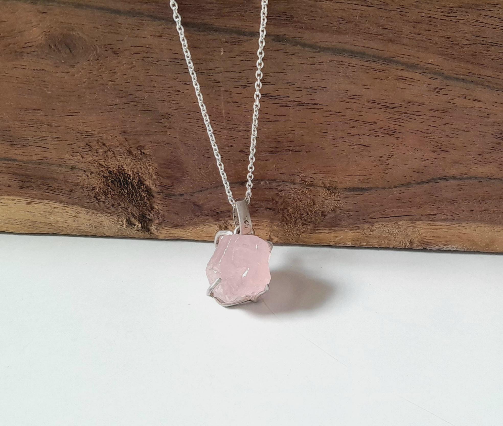 Pendentif morganite brute, argent sterling 925, pierre précieuse faite main - France Pendentif morganite brute, argent sterling 925, pierre précieuse faite main - France