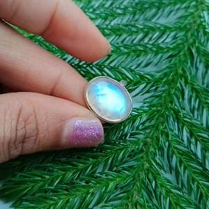 Rainbow Moonstone Ring, 925 Sterling Silver Ring, Handmade Ring, Gemstone Ring, Silver Ring, Boho Ring, Gift For Her