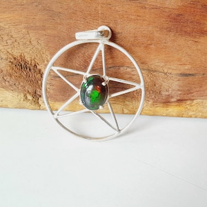 Black Opal Necklace, Fire Opal Pendant, October Birthstone Pendant, Genuine Opal Pendant, 925 Sterling Silver Pendant, Gift For Her