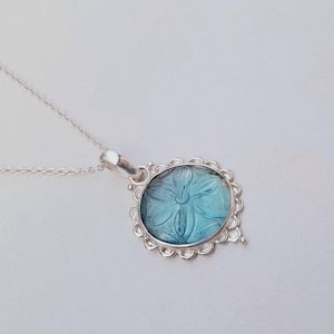 Natural Aquamarine Carving Pendant, Handmade Pendant, 925 Sterling Silver  Pendant, Designer Pendant, Boho Pendant, Christmas Gift