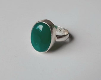 Green Onyx Ring, Handmade  Ring, Minimalist  Ring, 925 Sterling  Silver Ring, Alternative engagement Ring, Boho Ring, Gift For Her