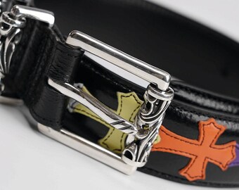 Chrome Hearts Multicolor Cross Leather Belt