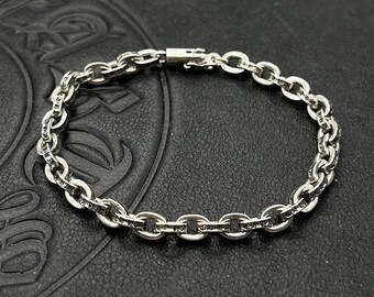 925 Silver Chrome Hearts Style Paper Bracelet For Men And Women