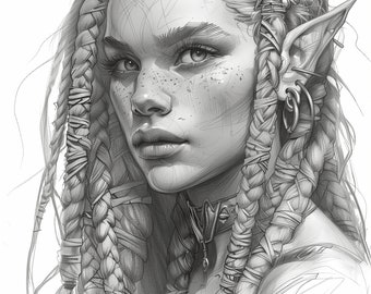 Pencil sketch D&D, sci-fi or fantasy character portrait