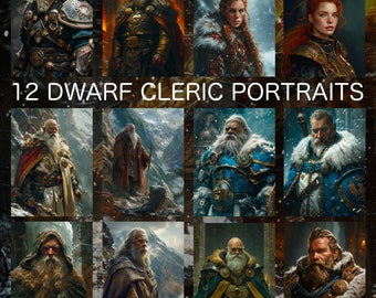 Dwarf Cleric Portraits | 12 pack | DnD | Fantasy