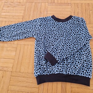 Basic sweater Nicki Leo, leo print, Nicki sweater children, velvet, velor, cuddly and cozy, various colors Jeansblau