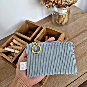 Kleines Täschchen Cord Pastell, Geldbeutel, Schlüsseltasche, Kabeltasche, Schminktasche, Toilettentasche, GOTS zertifiziert, versch. Farben