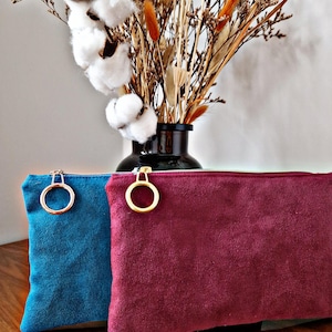 Wildledertasche vegan, Tasche Leder, Kosmetiktasche, Kulturbeutel, kleine Tasche, Mäppchen, Make-up-Tasche, versch. Farben