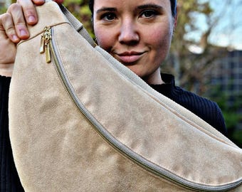Last Minute Geschenke Bauchtasche Wildleder XL