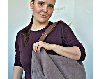 Suede banana bag, shoulder bag, moon bag, women's fanny pack, stroller bag, vegan, various colors
