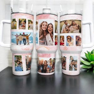 Custom Photo 40oz Becher - Pink Swirl Look