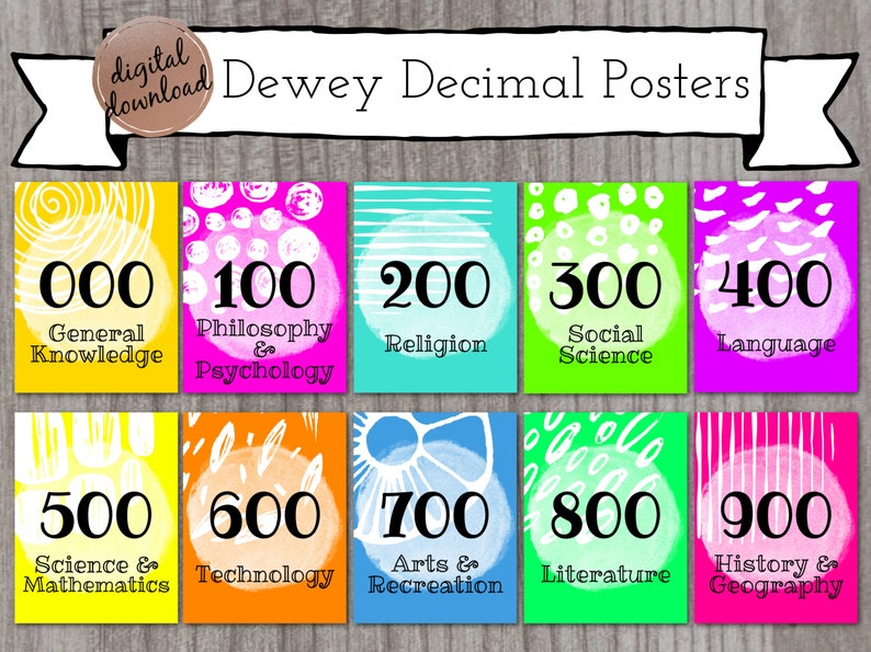 Dewey Decimal Printable Posters for Library Library Signs Library Ideas