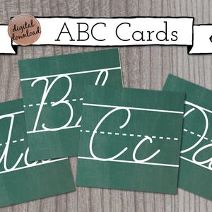 Cursive Handwriting Alphabet Chalkboard Printable Posters | Farmhouse Classroom | Classroom Ideas | Classroom Decor | INSTANT DOWNLOAD