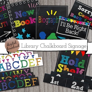 Chalkboard Sign Bundle For School Or Classroom Library | Library Printable | Library Ideas | Shelf Labels | Library Decor | INSTANT DOWNLOAD