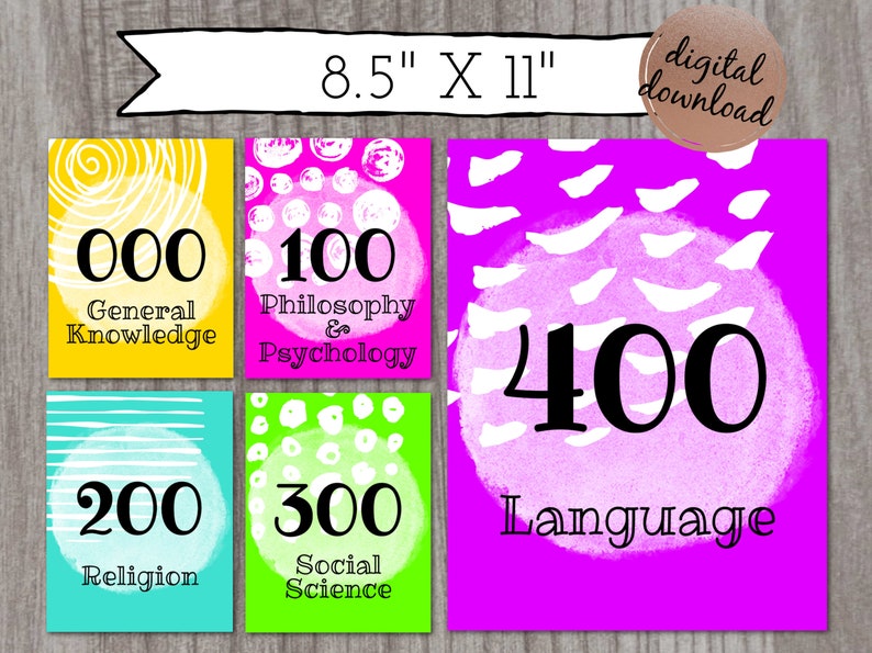 Dewey Decimal Printable Posters for Library | Library Signs | Library ...