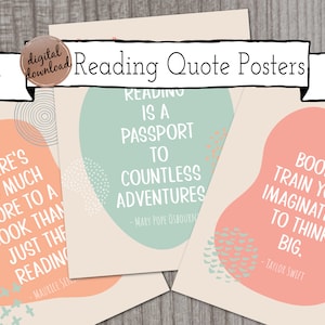 Reading Quote Printable Library Posters Bundle | Library Wall Art | Classroom Decor | INSTANT DOWNLOAD