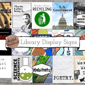 Zestaw znaków bibliotecznych do biblioteki szkolnej lub klasy | Oznakowanie biblioteczne | Zestaw 15 | Wyświetlacze półkowe | NATYCHMIASTOWE POBIERANIE