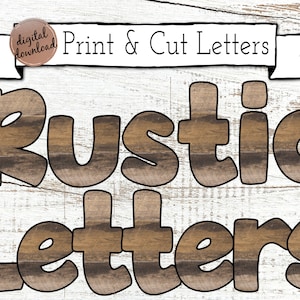 Rustic Printable Letters And Numbers For Bulletin Boards | Print And Cut | Farmhouse Classroom | Wood Letters For Classroom | EASY DOWNLOAD