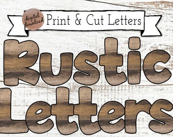 Rustic Printable Letters And Numbers For Bulletin Boards | Print And Cut | Farmhouse Classroom | Wood Letters For Classroom | EASY DOWNLOAD
