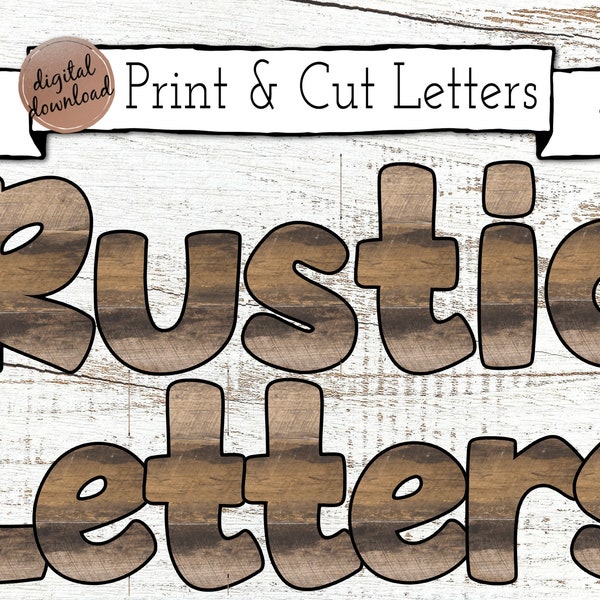 Rustic Printable Letters And Numbers For Bulletin Boards | Print And Cut | Farmhouse Classroom | Wood Letters For Classroom | EASY DOWNLOAD