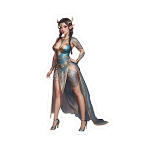 Sexy Elf Queen Fantasy Pinup Tattooed Pinup Sticker, Laptop Decal, Car Decal, Journal Decal, Fantasy Lover Gift, Pinup Art Decor