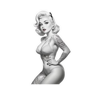 Vintage Style Tattooed Pinup Vinyl Decal, Mechanic Decal, Toolbox Decal