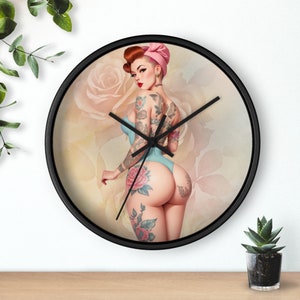 Vintage Style Pinup Wanduhr, Garagendekor